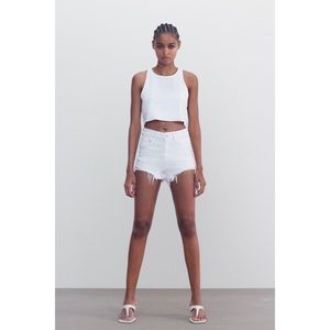 Zara White Hi Rise Denim Shorts. WORN ONCE